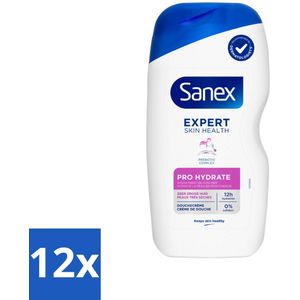 12 x Sanex Douchegel Expert Skin Health Pro Hydrate 400 ml - Douchegel - Droge Huid - Hydratatie - Verzorging - Sanex
