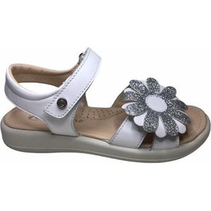Naturino velcro zilveren bloem lederen sandalen Sciantis Wit mt 24