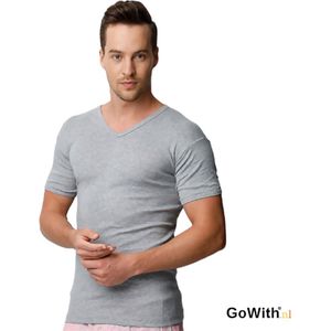 2 Pack Onderhemd Heren Met V hals - Singlet Heren - 100% Katoen - Grijs - S
