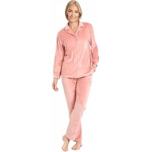 Lange stretchfluwelen pyjama met knopen