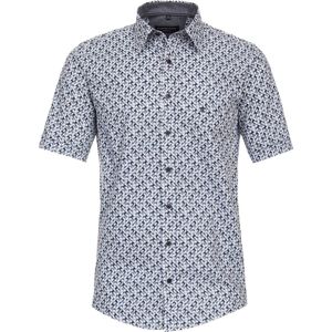 CASA MODA - Sport Casual Fit Overhemd - Korte Mouw - Blauw Dessin - Strijkvriendelijk