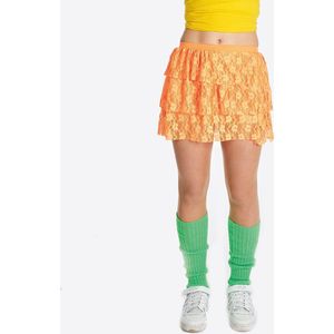 Kanten rokje / tutu - oranje - one size - verkleedkleding