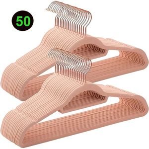 Kledinghangers - 50 Stuks - Kleerhangers - Kledinghangers anti slip - Kledinghangers Zwart - 45 cm lang - Fluweel / Velvet - 360 graden draaibare haak - Broekhanger - Kleerhangers broeken - Ruimtebesparende kledinghangers