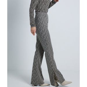 TerStal Dames / Vrouwen Pescara Jacquard Flared Broek Wit In Maat L