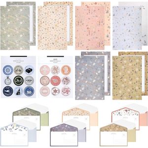 Allecto Plus - Gelinieerd Briefpapier en Enveloppenset voor Kantoor, Thuis, School - A5 Schrijfpapier - 36 stuks - 18 Enveloppen - 6 sets