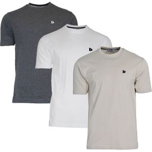 3-Pack Donnay T-shirt (599008) - Sportshirt - Heren - Charcoal-marl/White/Sand (574) - maat XXL