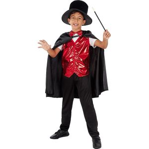 Funidelia | Goochelaarskostuum Voor voor jongens - Heksen, Tovenaars, Halloween, Horror - Kostuum voor kinderen Accessoire verkleedkleding en rekwisieten voor Halloween, carnaval & feesten - Maat 107 - 113 cm - Zwart