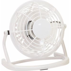 Kleine USB ventilator - bureau ventilator - wit - kunststof - 15 x 9 cm