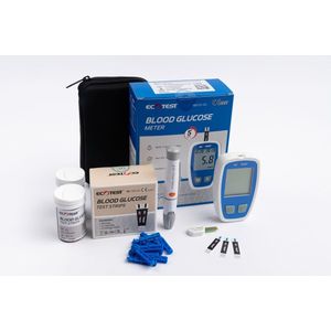 Bloedglucosemeter - Startpakket - Inclusief 50 Teststrips en Lancetten - Draagtasje en Batterij Inbegrepen