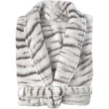 Zohome Siberian White Tiger Badjas Lang - Flanel Fleece - Maat L - Grey - Badjas Dames - Badjas Heren