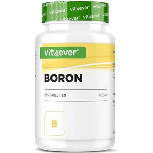 Boron - 3 mg zuiver boor per tablet - 365 tabletten in jaarvoorraad - laboratorium getest (gehalte aan werkzame stoffen en zuiverheid) - zonder ongewenste toevoegingen - hoge dosering - veganistisch | Vit4ever
