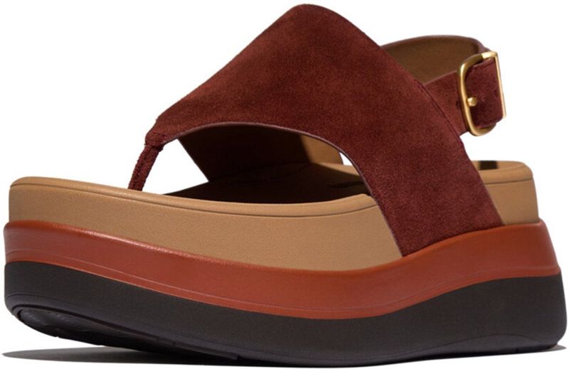 FitFlop - F-Mode Stack Suede Back-Strap Toe-Post Sandals - Chocolat - Sandaal