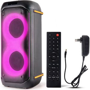 Pyle Compact Bluetooth PA Party Speaker – 160W Draagbare Karaoke Speaker met Ingebouwde Accu, TWS, Microfoonprioriteit, USB/SD/BT/FM, LED-verlichting en Dubbele 6.5"" Speakers – 29,5 x 29,5 x 64 cm