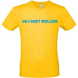 T-shirt met opdruk “Mij niet bellen” | Chateau Meiland | Martien Meiland | Goud geel T-shirt met zwarte opdruk. | Herojodeals