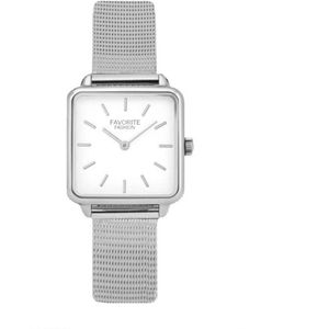 Adoree Silver / White Mesh Horloge | Zilverkleurig | Mesh Band | Ø 36 mm | Favorite Fashion