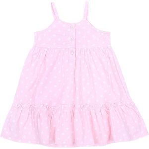 Roze jurk met erwtenprint en ruches