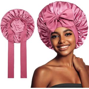 Allecto plus - Zijden vlechtkap voor dames, nachthaarbescherming, krullend haar - satijn, elastieken - lang en kort haar