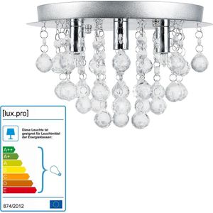 Plafondlamp Trio met kristallen 20xØ28 cm chroom 3xG9