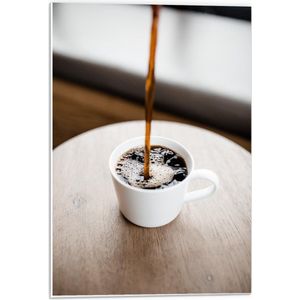 Forex - Zwarte Kopje Koffie Ingeschonken - 40x60cm Foto op Forex