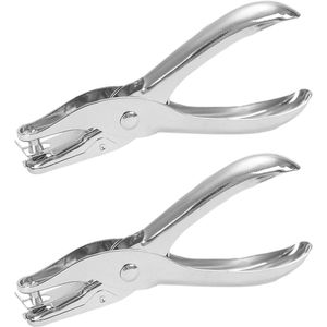 Enkele gaten 3 mm 6 mm gatmachine kleine etikettenpons knutselponstang papierstanstang geschikt voor kraftpapier kaarten kunststoffolie foto's (zilver) - 2 stuks