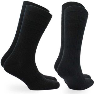 Norfolk - 2 paar - 80% Katoen Sokken - Strech+ Extra Wijde Sokken - Tenderhold Comfort Fit - Oedeemvriendelijk - Sokken dames - Joseph - Maat 39-42 Zwart