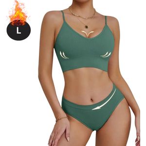 Livano Lingerie Set Zonder Beugel - Zonder Bandjes - Push-up Bh's - Comfort Beha - Comfortabel - BH - Groen - Maat L