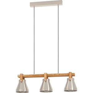 EGLO Cawton Hanglamp - E27 - 76 cm - Grijs/Bruin - Staal/Hout
