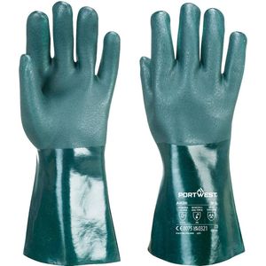 Portwest Dubbel Gedompelde PVC-handschoen 35cm - Groen - L