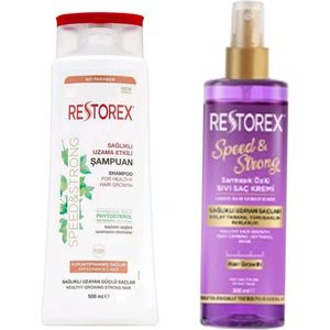 Restorex - Speed ​​​​& Strong Haarverzorgingset - Shampoo voor droog haar 500ml +Voeibare conditioner 200 ml - Herbal shampoo - bio haarverzorging - haarverzorging set