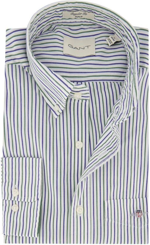Gant - Overhemd - Groen - Gestreept - 100% Katoen