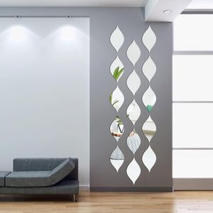20 STKS Drop Shape Zilveren Acryl Plastic Spiegel Muurstickers DIY DecorKawaii Art Decoratie Accessoires voor Woonkamer Badkamer Slaapkamer Thuis