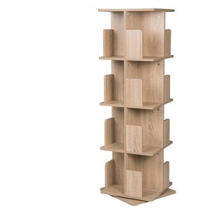 RWM Products Boekenkast - Draaibaar - Boekenrek - Opbergrek - 39x39x128cm - 4 laags - Natuur hout