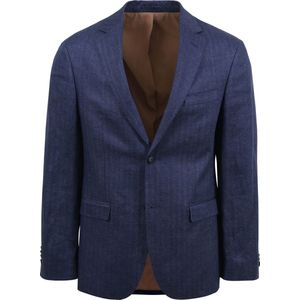 Suitable - Blazer Linnen Royal Blauw - Heren - Maat 48 - Slim-fit