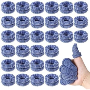30 Breathable Finger Sleeves Finger Guard Finger Patches Finger Bandage Fingertip Protection for Work Kitchen Garden (Blue)