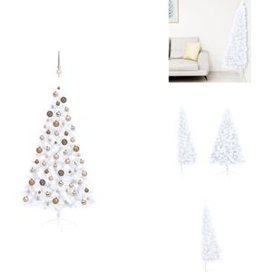vidaXL kunstkerstboom Kensington - 150 cm - LED-verlichting - wit - PVC - Decoratieve kerstboom