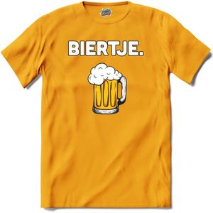 Biertje - Bier kleding cadeau - bierpakket kado idee - grappige bierglazen drank feest teksten en zinnen - T-Shirt - Dames - Geel - Maat XXL