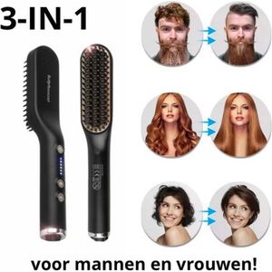 elektrische hete kam borstel deluxe, stijltang, stijlborstel, hair straightener, stijlkam, hot comb, elektrische haarborstel, baard stijltang straightener, baardkam, baardborstel, Baardstijler, Magic Brush