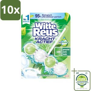 10 x Witte Reus - Toiletblok Kracht Actief Pro Nature - Munt & Eucalyptus - 1 Toiletblok - Grootverpakking - Toiletblok - Reinigingsmiddel - Milieuvriendelijk - Duurzaam - Natuurlijke Geur