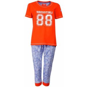 Dames pyjama met driekwart broek van 100 % katoen. Oranje – RM