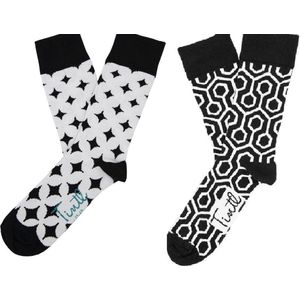 Tintl socks unisex sokken - set van 2 paar sokken - Zwart Wit - maat 41 - 46