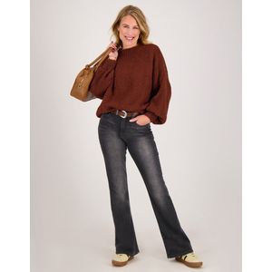 Je m'appelle Dames Broek Flared Met stretch - Grijs - Maat S