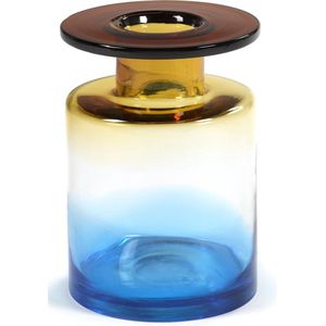 Serax Vaas Wind & Fire Glas Blauw-Amber L 18,5 x B 18,5 x H 27 CM