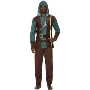 Smiffy's - Robin Hood Kostuum - Luxe Boogschutter - Man - Bruin - Small - Carnavalskleding - Verkleedkleding