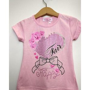 Meisjes T-shirt Happy lichtroze 110/116