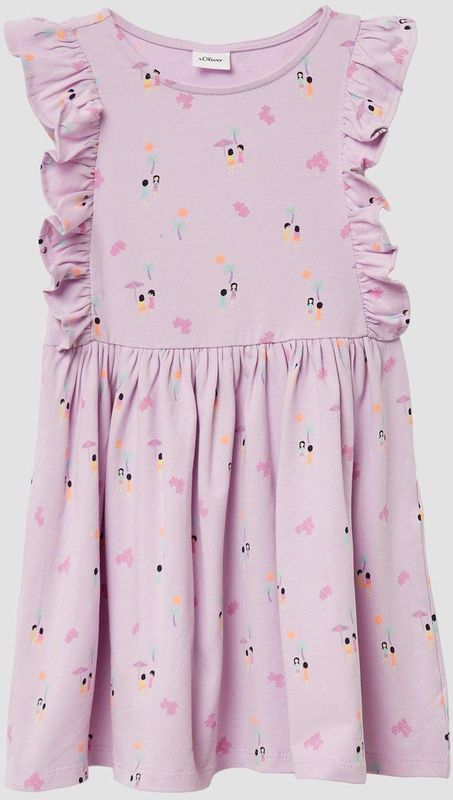 Jerseyjurk - Korte Jurk - All-over Print - Fladdermouwtjes