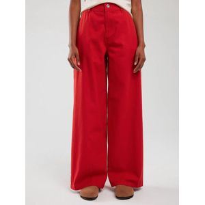 Dames wijde broek met linnenaccent | Relaxed fit jeans | Baksteenrood | Maat W29/L30