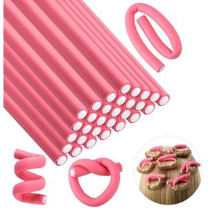 30 stuks-Roze-Krultang van schuim-Luie slaap krultang-Haarrollers- Krulset - Heatless Curls - Krulspelden-krul gereedschap-Eenvoudig te gebruiken - eenvoudig te bedienen