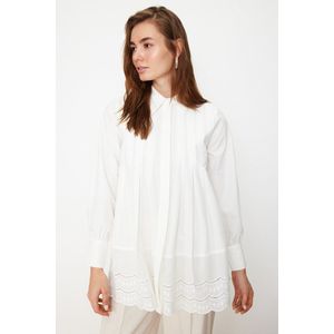 Trendyol Zwart Geweven Katoenen Overhemd Met Brode Detail Tctss24Tg00017