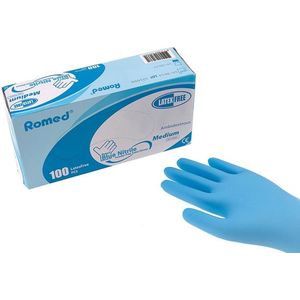 Romed nitril handschoenen blauw (premium) 100 stuks M Romed - Blauw - Nitril - Poedervrij en latexvrij
