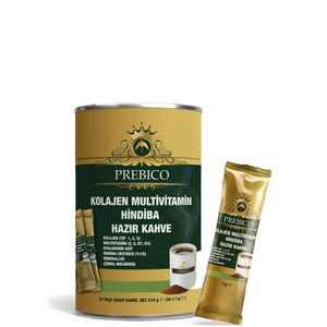 Prebico Coffee - Collageen & Multivitamine Chicoreikoffie (Hindiba) met Hyaluronzuur - Prebiotische Inulinevezels - Vitamine C/E/B7/D3 - Zink & Molybdeen (Mineralen) - Suikervrij & Glutenvrij - 30 Sachets (210 g)